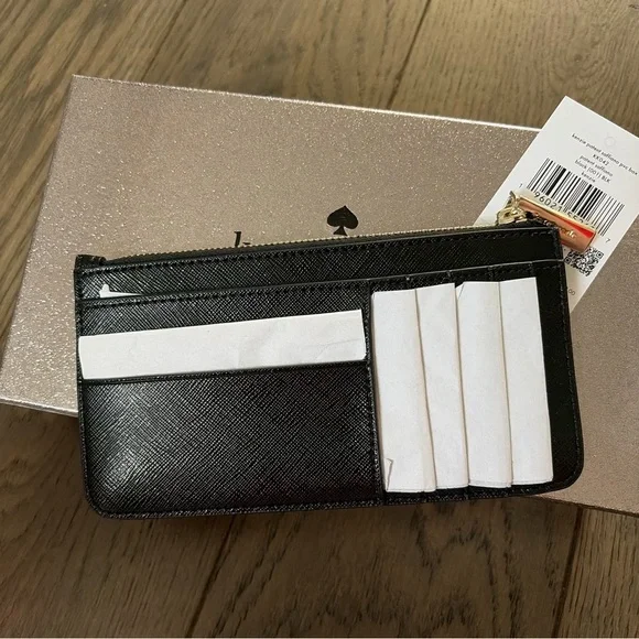 Kate Spade Black Kenzie Patent Saffiano Leather Wallet - Picture 3 of 5